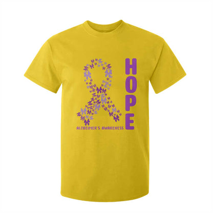 Hope Alzheimers Support T Shirt For Kid Purple Butterfly Ribbon Gift For Caregivers