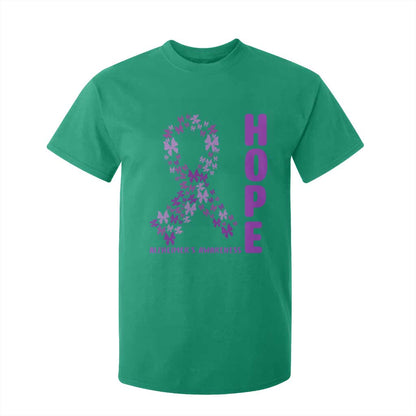 Hope Alzheimers Support T Shirt For Kid Purple Butterfly Ribbon Gift For Caregivers