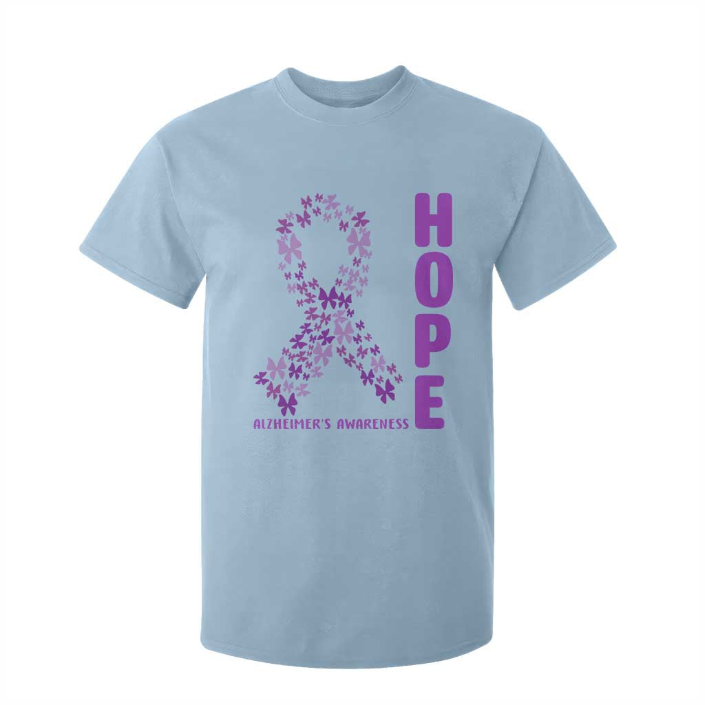 Hope Alzheimers Support T Shirt For Kid Purple Butterfly Ribbon Gift For Caregivers
