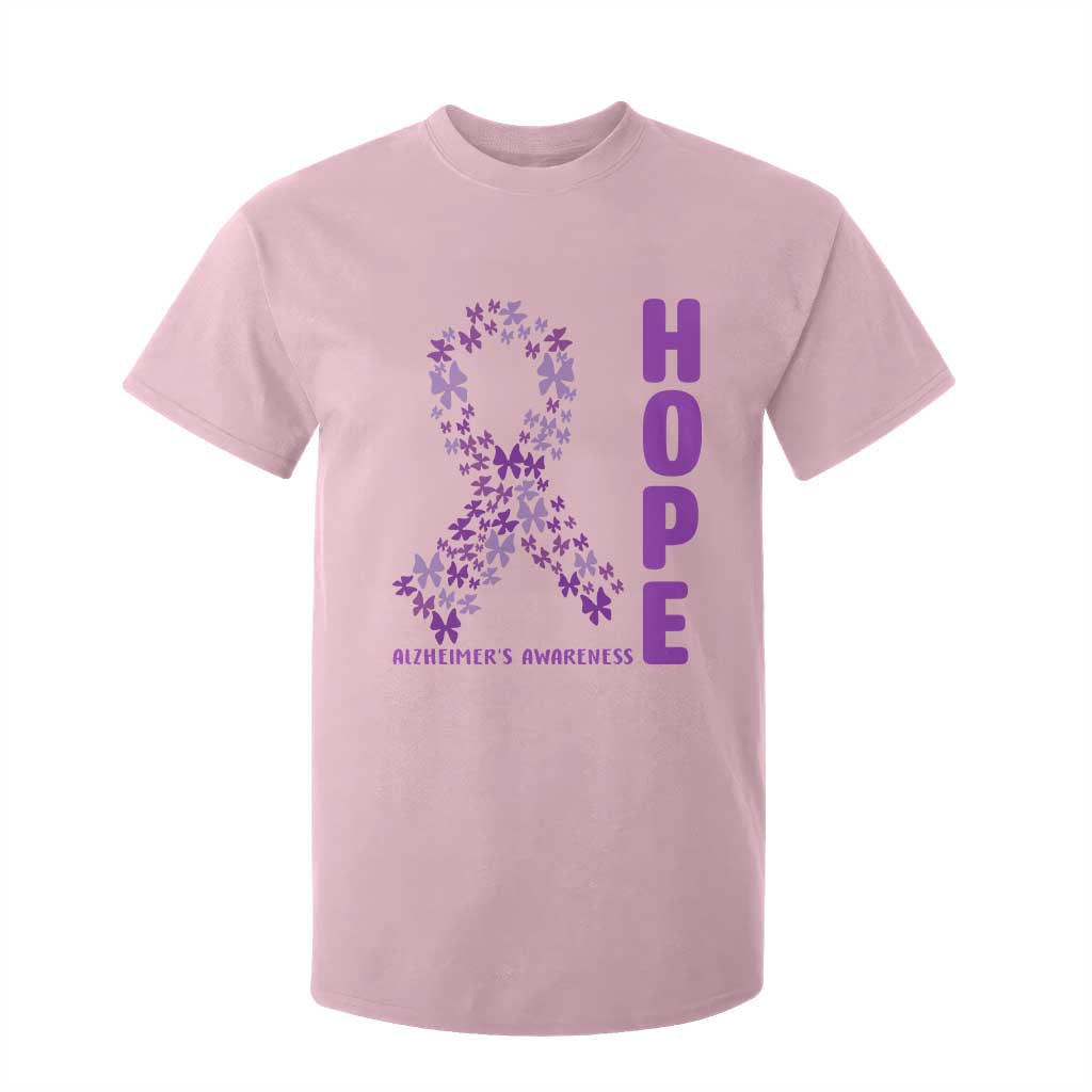 Hope Alzheimers Support T Shirt For Kid Purple Butterfly Ribbon Gift For Caregivers