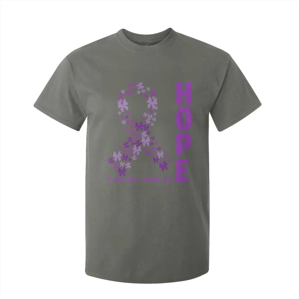 Hope Alzheimers Support T Shirt For Kid Purple Butterfly Ribbon Gift For Caregivers