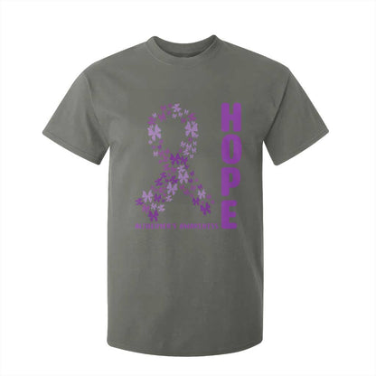 Hope Alzheimers Support T Shirt For Kid Purple Butterfly Ribbon Gift For Caregivers