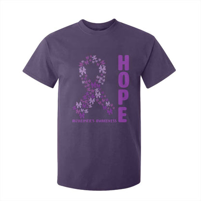 Hope Alzheimers Support T Shirt For Kid Purple Butterfly Ribbon Gift For Caregivers