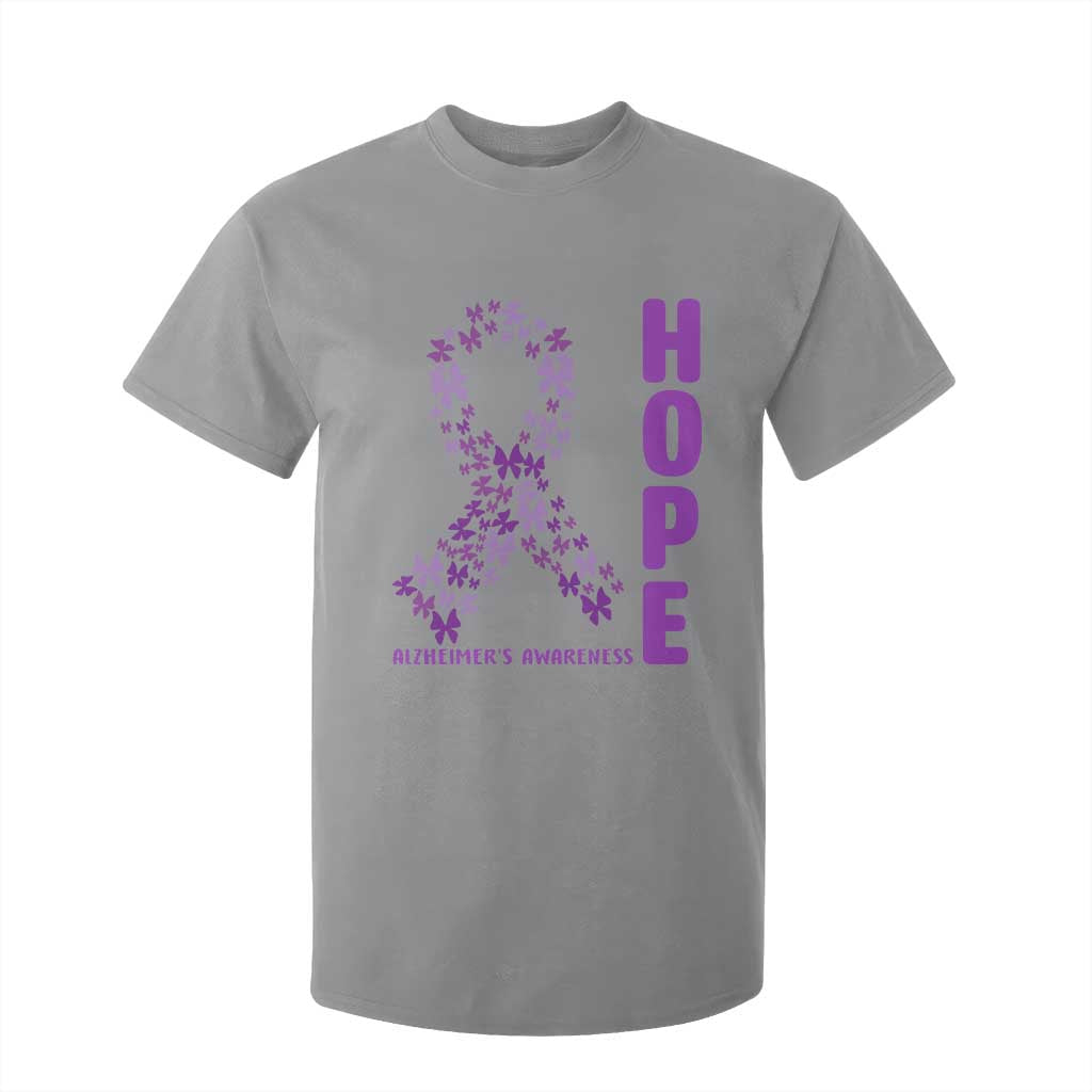 Hope Alzheimers Support T Shirt For Kid Purple Butterfly Ribbon Gift For Caregivers