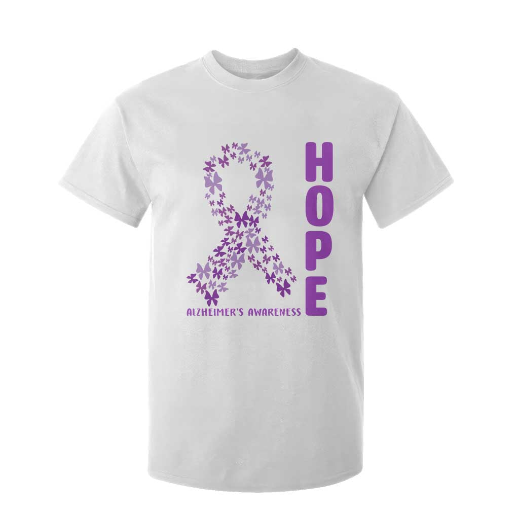 Hope Alzheimers Support T Shirt For Kid Purple Butterfly Ribbon Gift For Caregivers