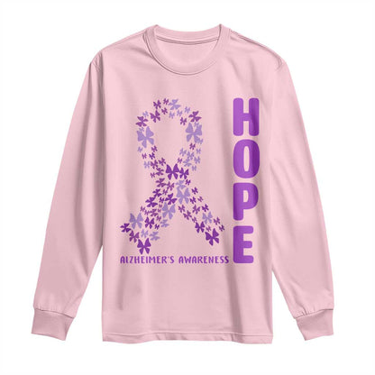 Hope Alzheimers Support Long Sleeve Shirt Purple Butterfly Ribbon Gift For Caregivers