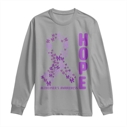 Hope Alzheimers Support Long Sleeve Shirt Purple Butterfly Ribbon Gift For Caregivers
