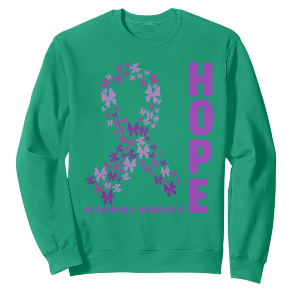 Hope Alzheimers Support Sweatshirt Purple Butterfly Ribbon Gift For Caregivers