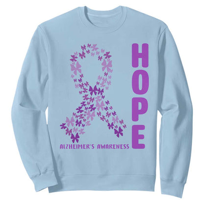 Hope Alzheimers Support Sweatshirt Purple Butterfly Ribbon Gift For Caregivers