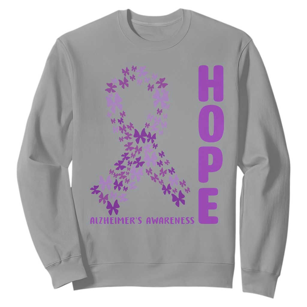 Hope Alzheimers Support Sweatshirt Purple Butterfly Ribbon Gift For Caregivers