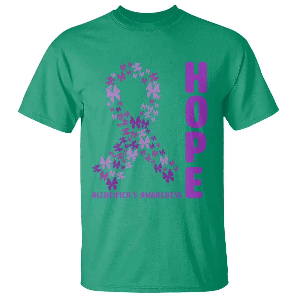 Hope Alzheimers Support T Shirt Purple Butterfly Ribbon Gift For Caregivers