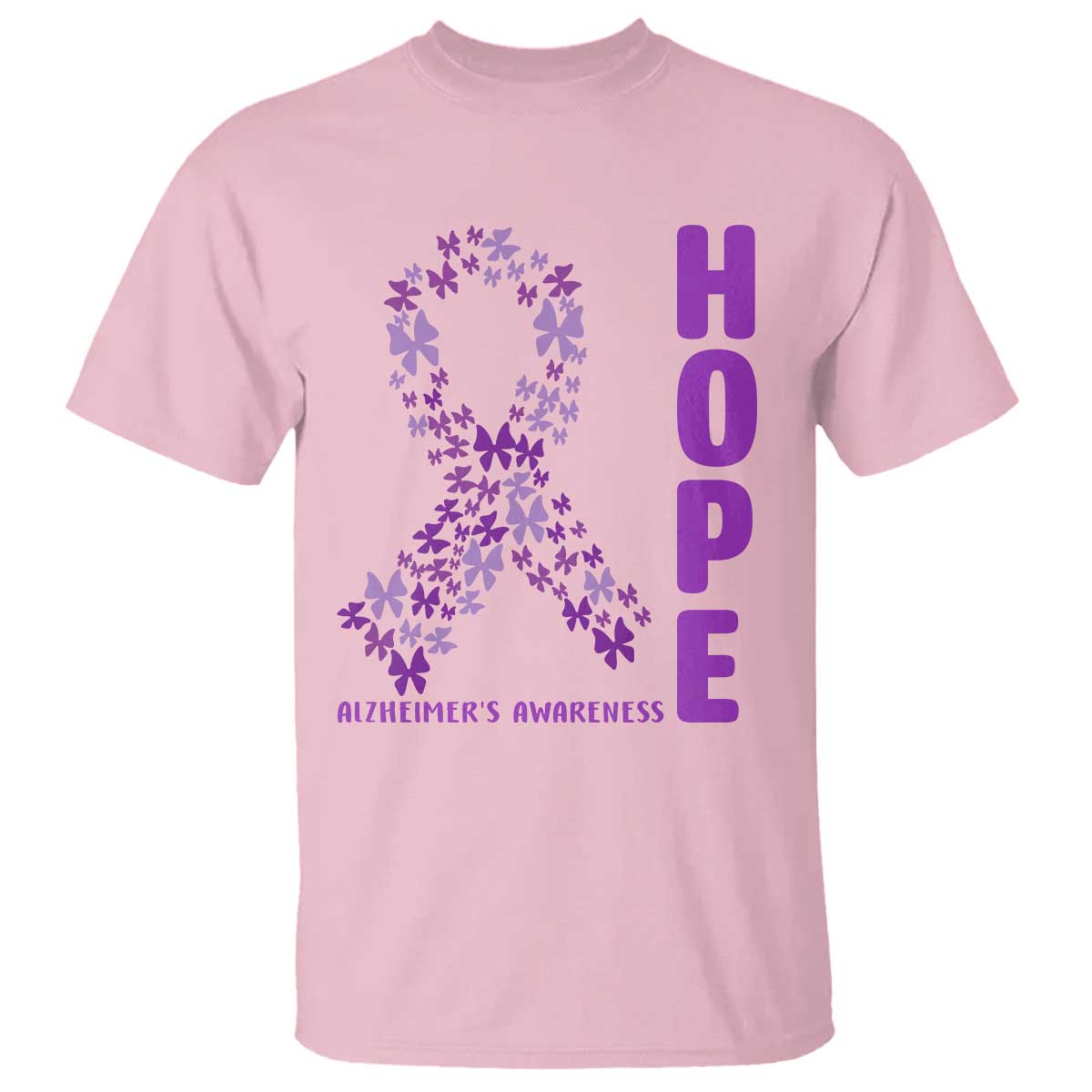 Hope Alzheimers Support T Shirt Purple Butterfly Ribbon Gift For Caregivers