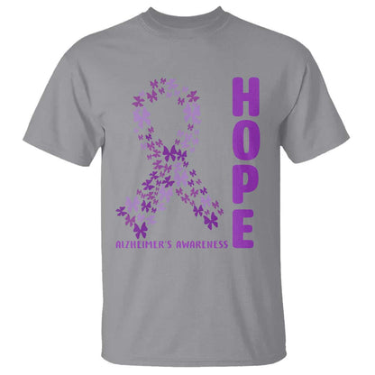 Hope Alzheimers Support T Shirt Purple Butterfly Ribbon Gift For Caregivers