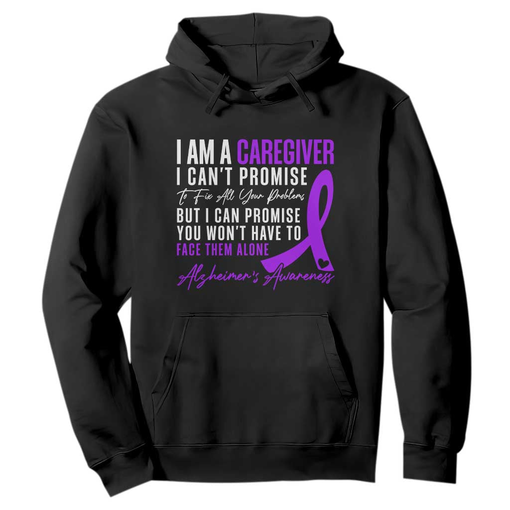 Alzheimer's Caregiver Support Hoodie Purple Ribbon Hope Graphic