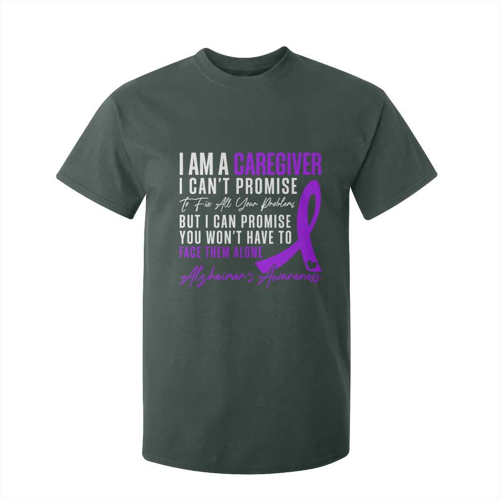 Alzheimer's Caregiver Support T Shirt For Kid Purple Ribbon Hope Graphic