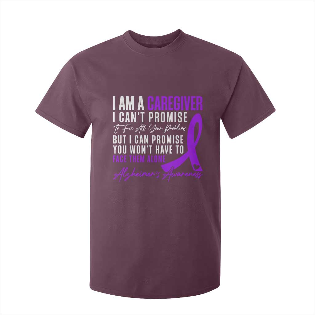 Alzheimer's Caregiver Support T Shirt For Kid Purple Ribbon Hope Graphic