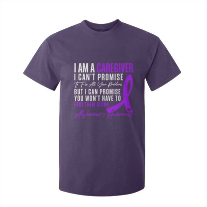 Alzheimer's Caregiver Support T Shirt For Kid Purple Ribbon Hope Graphic