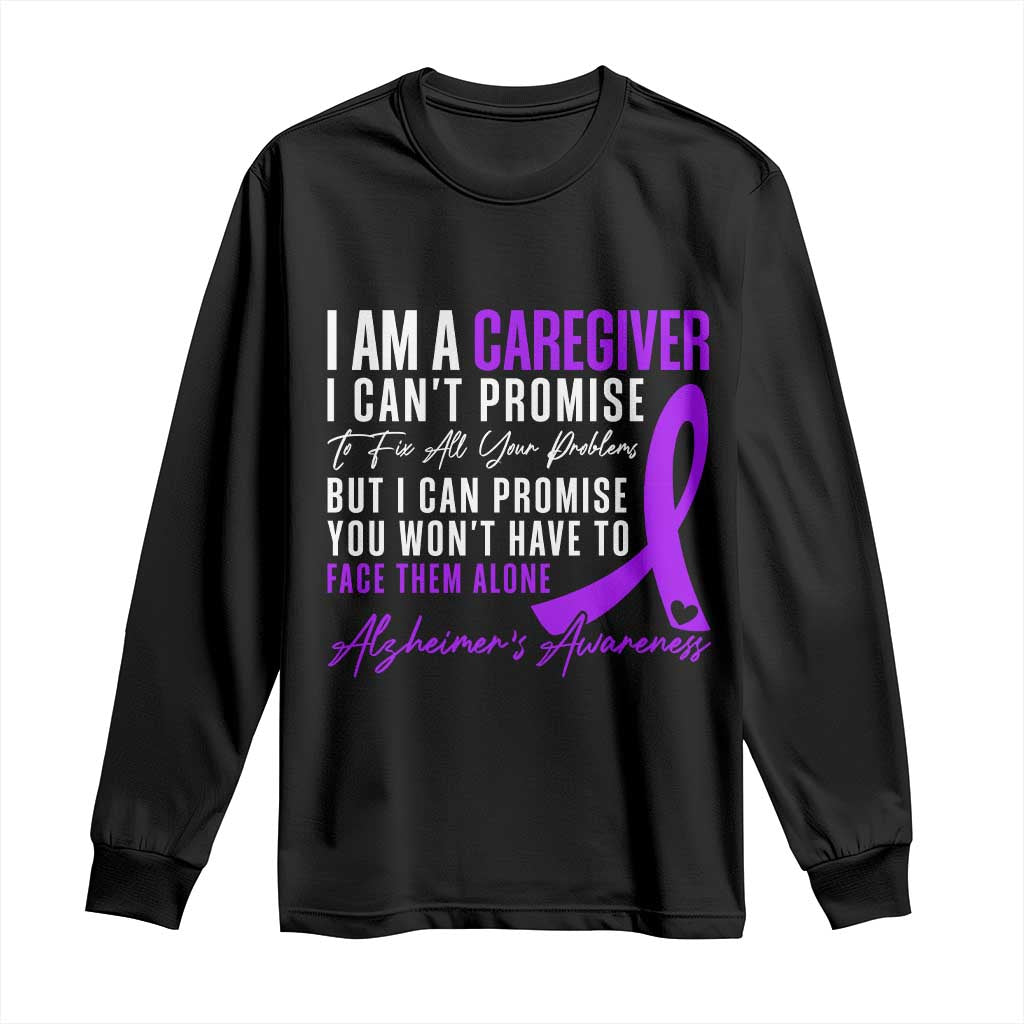 Alzheimer's Caregiver Support Long Sleeve Shirt Purple Ribbon Hope Graphic