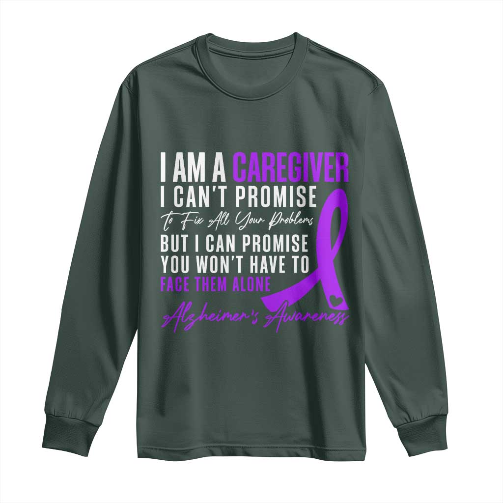 Alzheimer's Caregiver Support Long Sleeve Shirt Purple Ribbon Hope Graphic