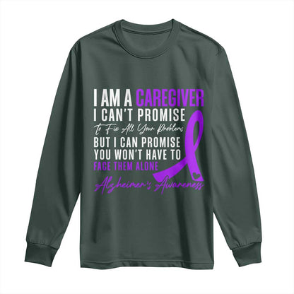Alzheimer's Caregiver Support Long Sleeve Shirt Purple Ribbon Hope Graphic
