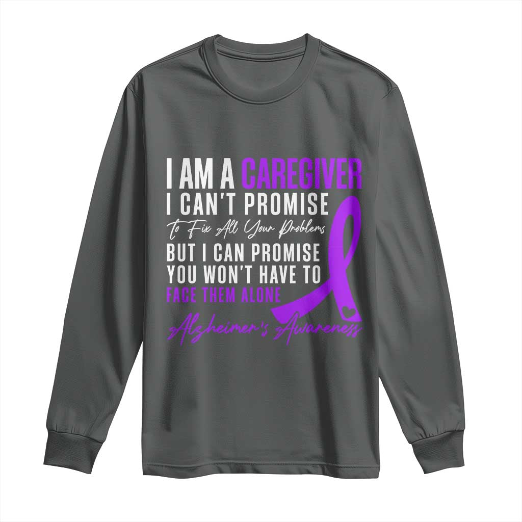 Alzheimer's Caregiver Support Long Sleeve Shirt Purple Ribbon Hope Graphic