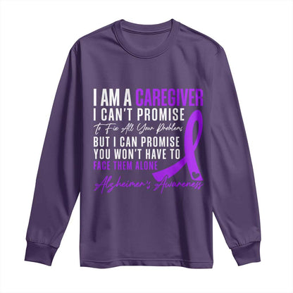 Alzheimer's Caregiver Support Long Sleeve Shirt Purple Ribbon Hope Graphic