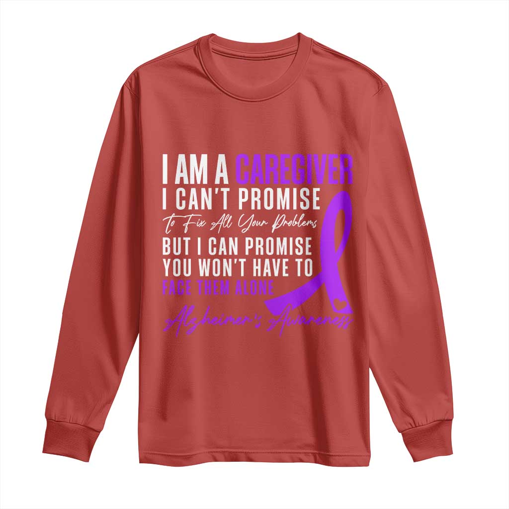 Alzheimer's Caregiver Support Long Sleeve Shirt Purple Ribbon Hope Graphic