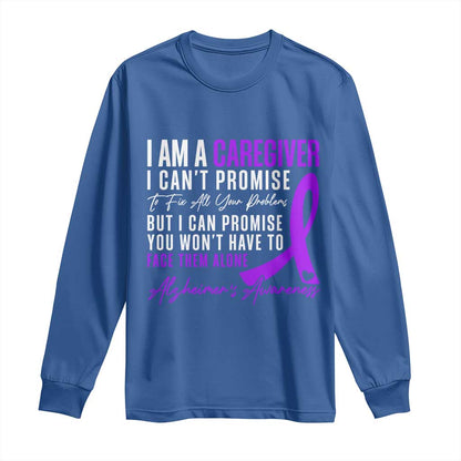 Alzheimer's Caregiver Support Long Sleeve Shirt Purple Ribbon Hope Graphic