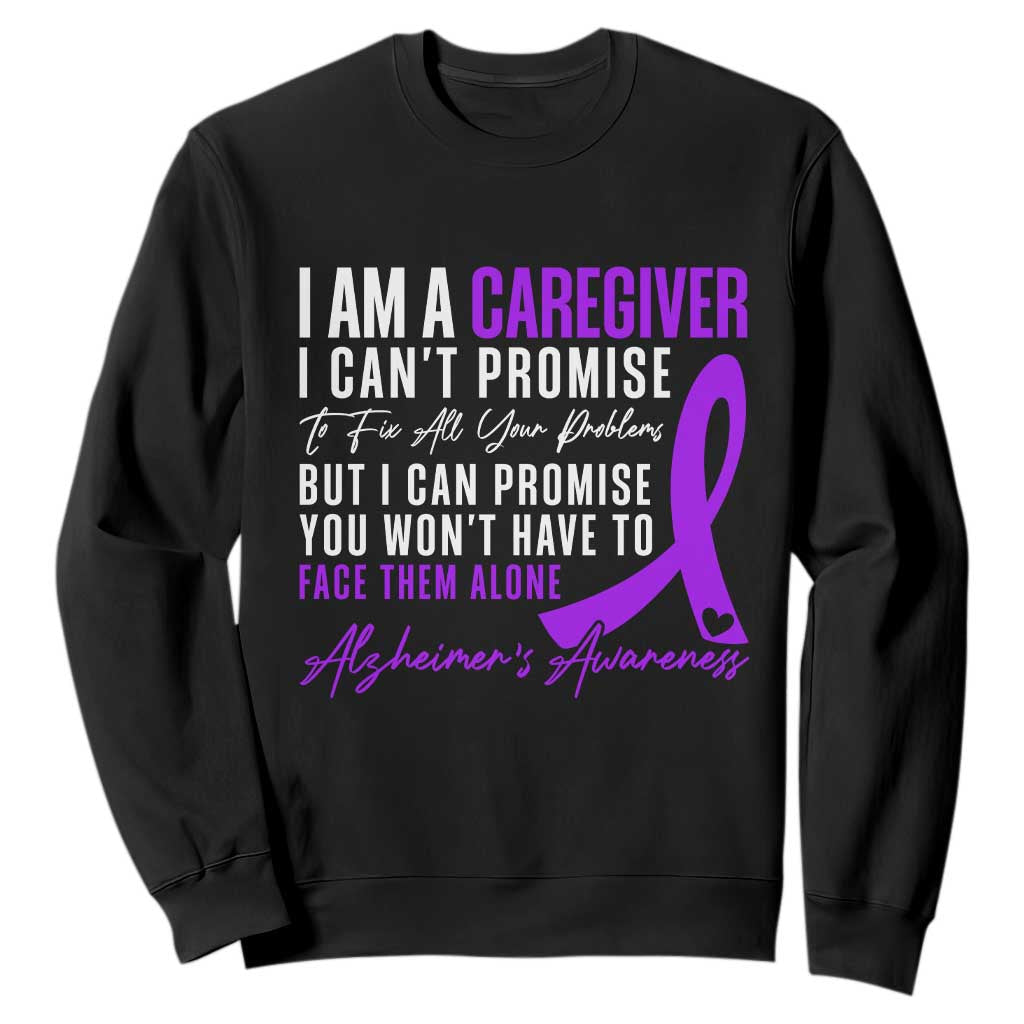 Alzheimer's Caregiver Support Sweatshirt Purple Ribbon Hope Graphic