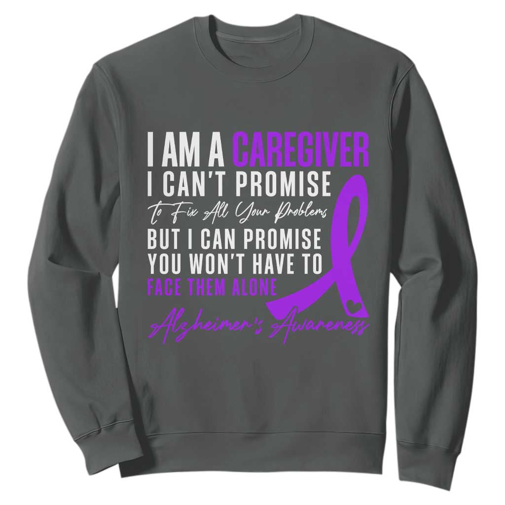 Alzheimer's Caregiver Support Sweatshirt Purple Ribbon Hope Graphic