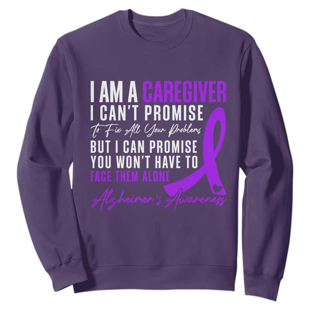 Alzheimer's Caregiver Support Sweatshirt Purple Ribbon Hope Graphic