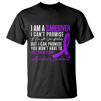 Alzheimer's Caregiver Support T Shirt Purple Ribbon Hope Graphic
