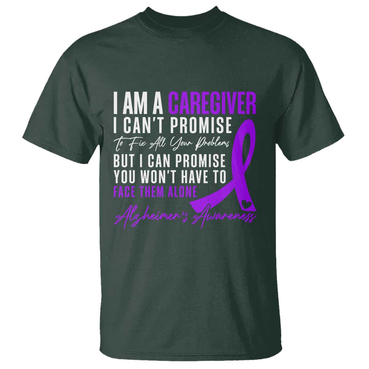 Alzheimer's Caregiver Support T Shirt Purple Ribbon Hope Graphic