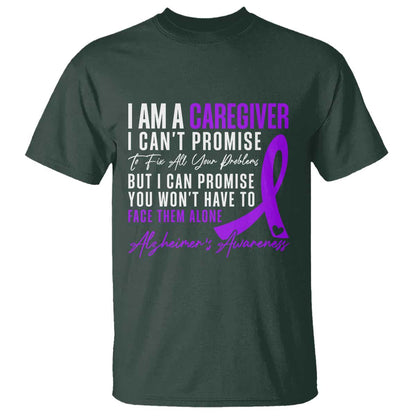 Alzheimer's Caregiver Support T Shirt Purple Ribbon Hope Graphic