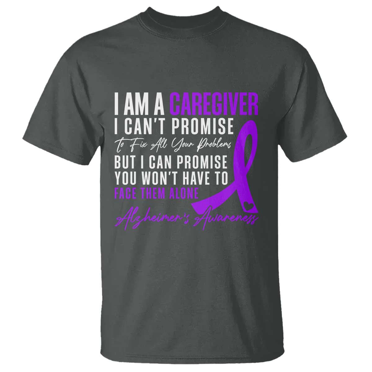 Alzheimer's Caregiver Support T Shirt Purple Ribbon Hope Graphic