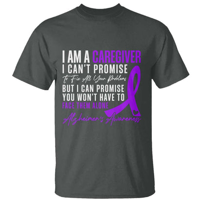 Alzheimer's Caregiver Support T Shirt Purple Ribbon Hope Graphic