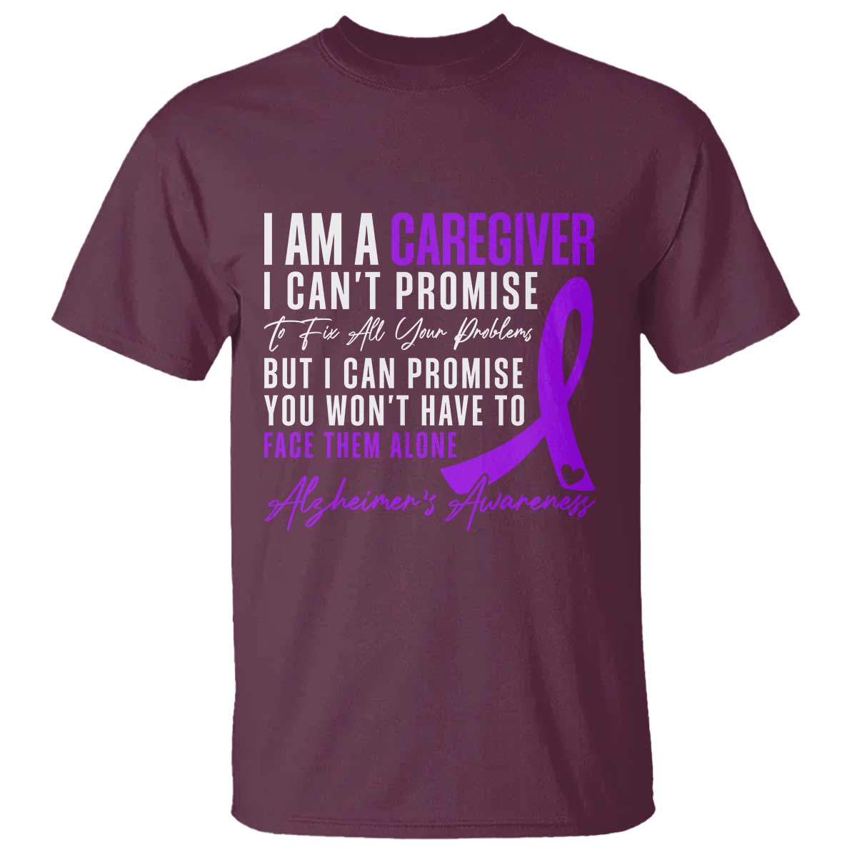 Alzheimer's Caregiver Support T Shirt Purple Ribbon Hope Graphic