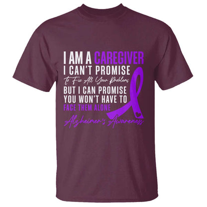 Alzheimer's Caregiver Support T Shirt Purple Ribbon Hope Graphic