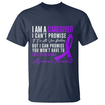 Alzheimer's Caregiver Support T Shirt Purple Ribbon Hope Graphic