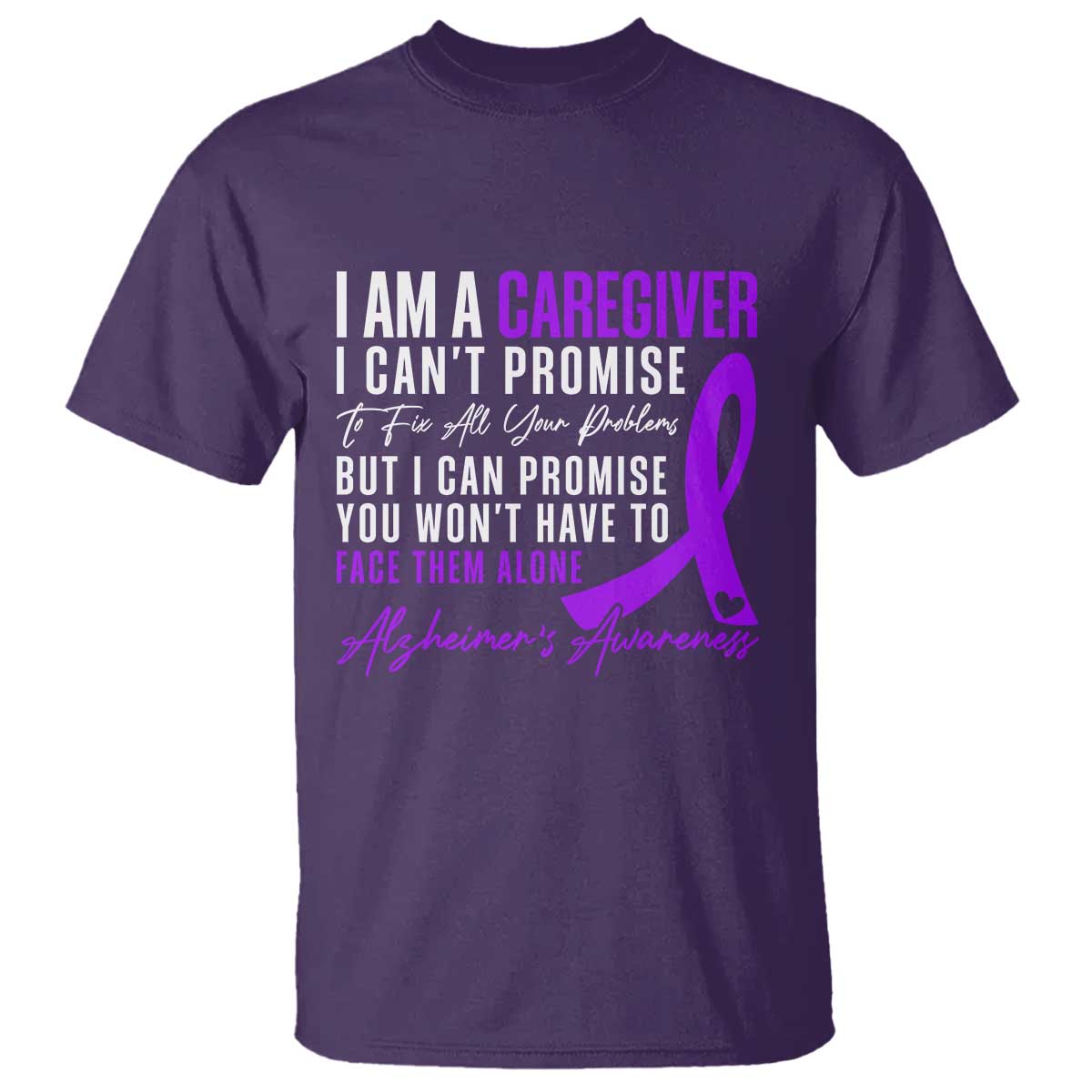 Alzheimer's Caregiver Support T Shirt Purple Ribbon Hope Graphic