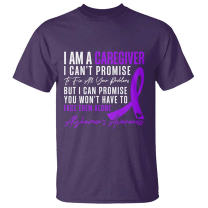 Alzheimer's Caregiver Support T Shirt Purple Ribbon Hope Graphic