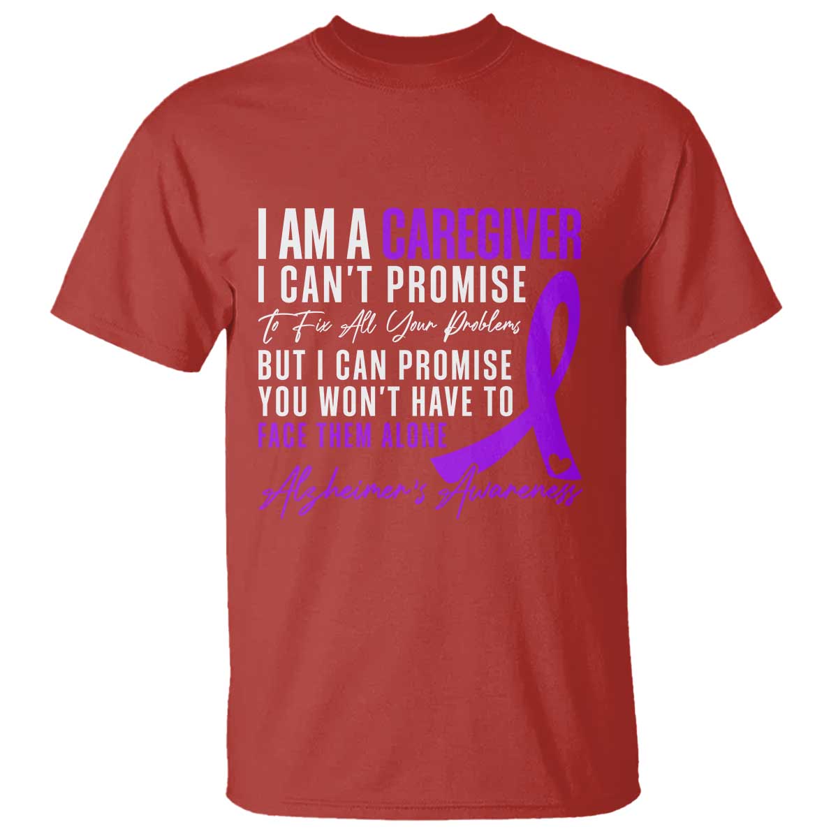 Alzheimer's Caregiver Support T Shirt Purple Ribbon Hope Graphic