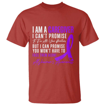 Alzheimer's Caregiver Support T Shirt Purple Ribbon Hope Graphic