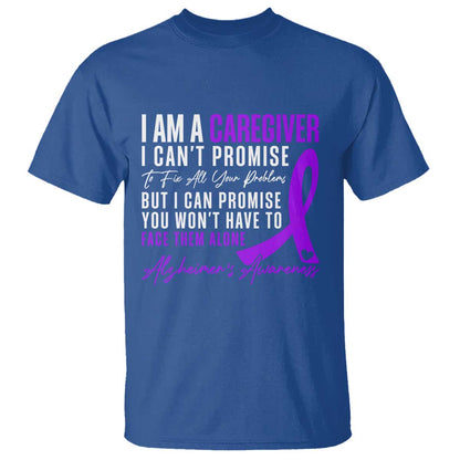Alzheimer's Caregiver Support T Shirt Purple Ribbon Hope Graphic