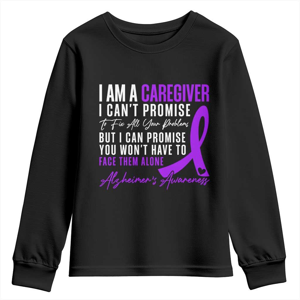 Alzheimer's Caregiver Support Youth Sweatshirt Purple Ribbon Hope Graphic