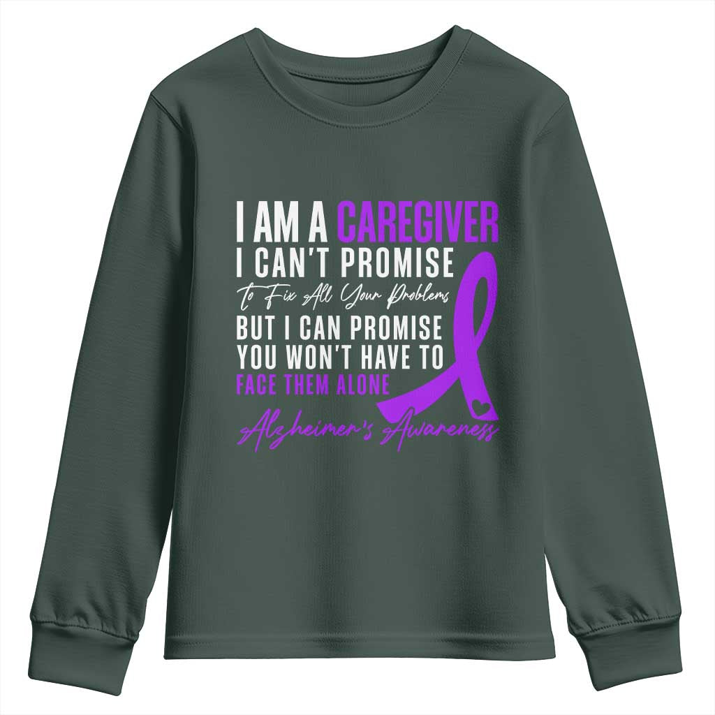 Alzheimer's Caregiver Support Youth Sweatshirt Purple Ribbon Hope Graphic