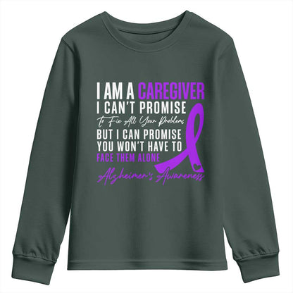 Alzheimer's Caregiver Support Youth Sweatshirt Purple Ribbon Hope Graphic