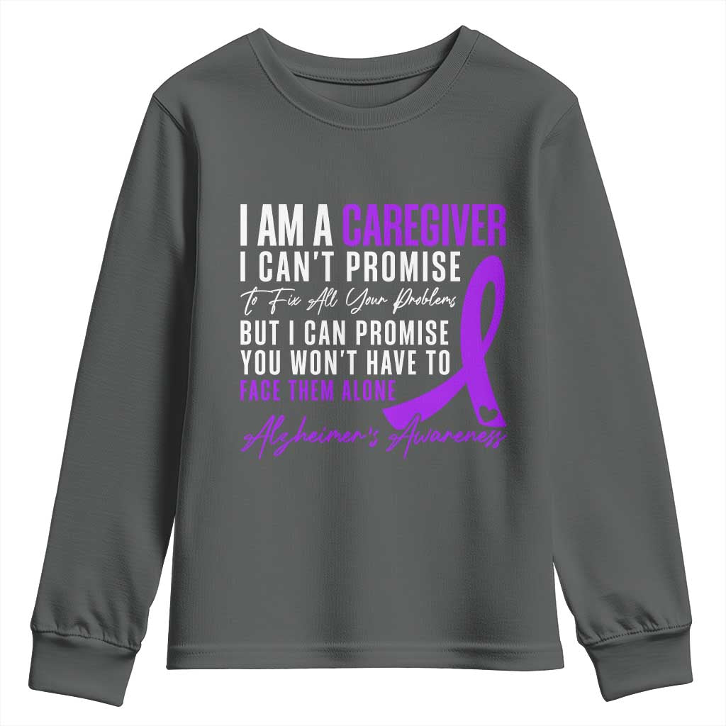 Alzheimer's Caregiver Support Youth Sweatshirt Purple Ribbon Hope Graphic