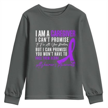 Alzheimer's Caregiver Support Youth Sweatshirt Purple Ribbon Hope Graphic