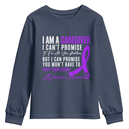 Alzheimer's Caregiver Support Youth Sweatshirt Purple Ribbon Hope Graphic